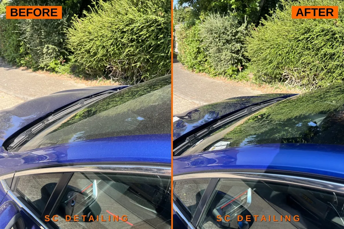 Renault Clio windscreen cowl — before and after detail