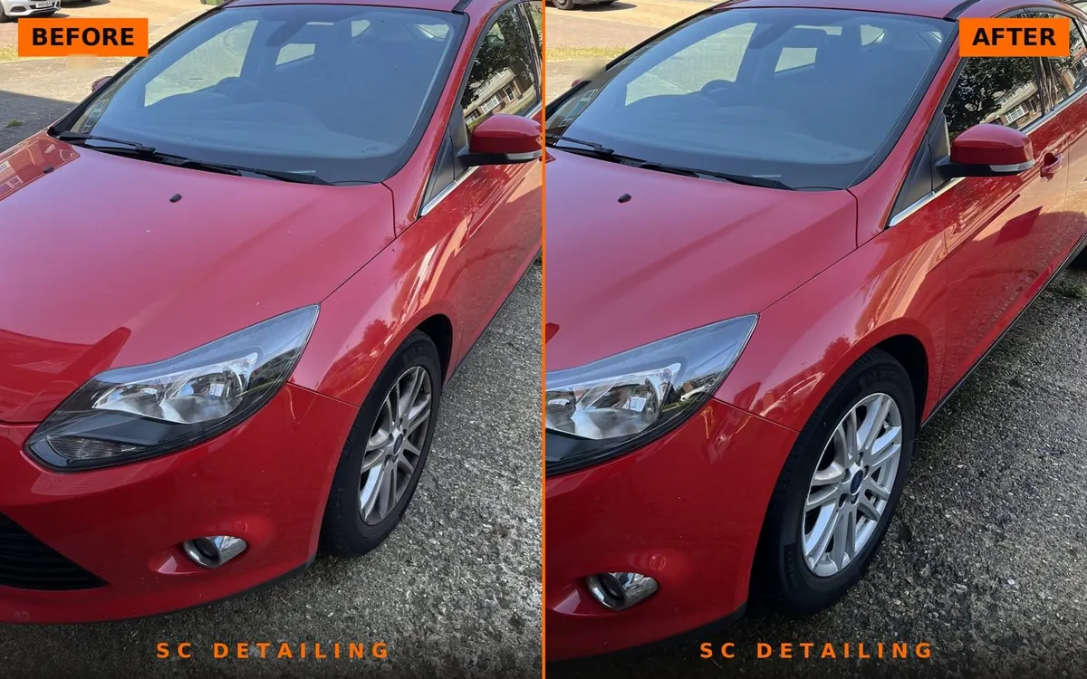 Ford Focus front — before and after valet, Chislehurst