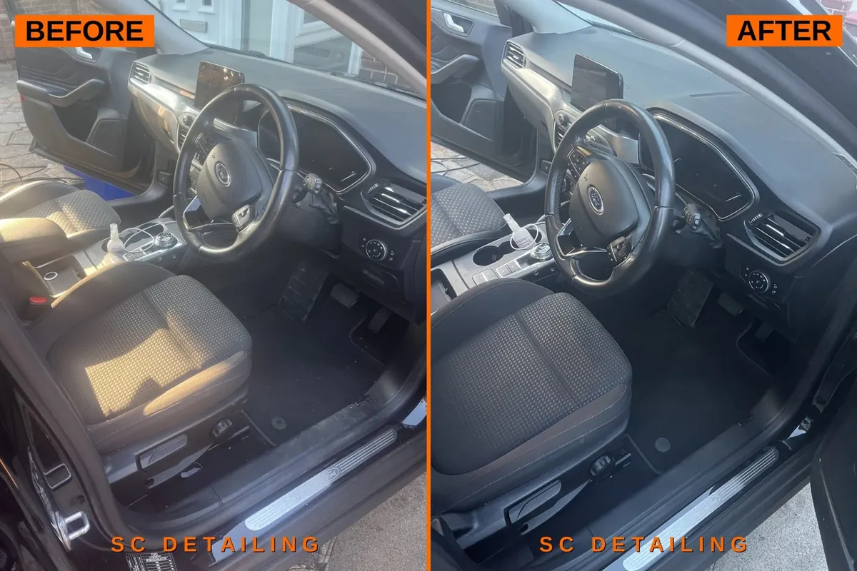 Ford Focus interior — before and after valet