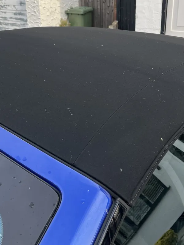 BMW 8 Series convertible soft top before cleaning