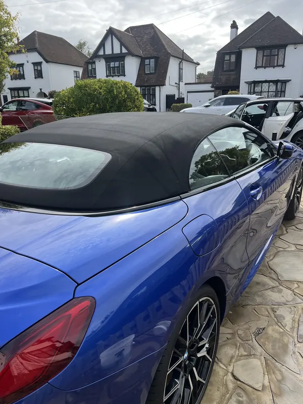 BMW 8 Series convertible soft top after cleaning